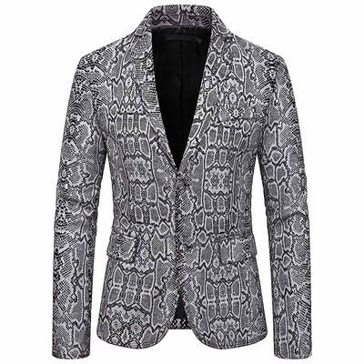 

Toponeto Fashion Mens Casual Print Suit Lapel Slim Fit Stylish Suit Coat
