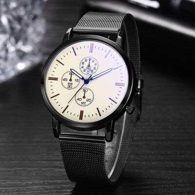 

Gobestart Fashion Casual Simple Luxury Business Fake Three Eye Net With Mens Watch