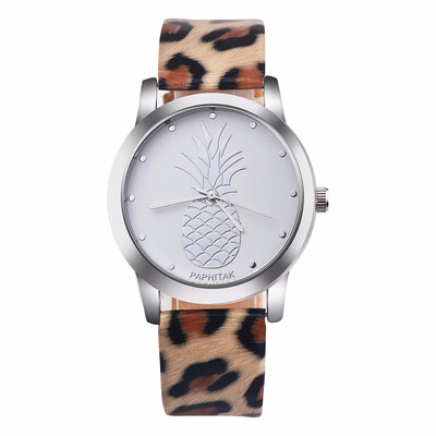 

New Womens Pineapple Leather Band Analog Quartz Watch Ladies Rose Gold Dial Casual Female Sport Watches montre femme Clock 533