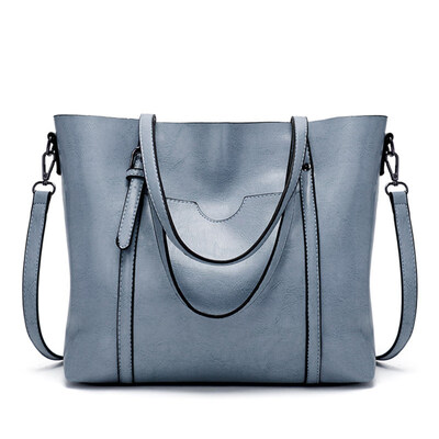 

Large Capacity Solid Color Tote Women Faux Leather Zip Crossbody Shoulder Bag