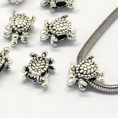

Alloy European Beads Large Hole Beads Tortoise Antique Silver 155x12x8mm Hole 5mm