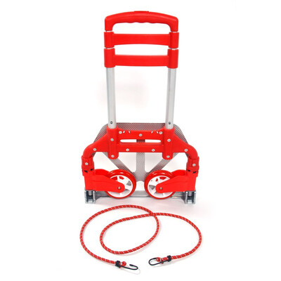 

Ktaxon Compact Luggage Cart 170 lbs Aluminium Folding Dolly Push Hand Truck Collapsible Travel Shopping Supermarket TrolleyRed