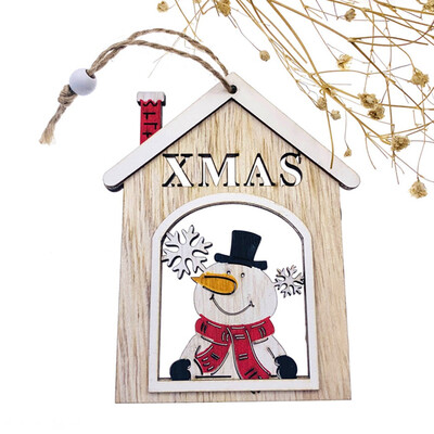 

Creative Christmas Wood Snowman Carving Tree Elk Hanging Pendant Party Decor
