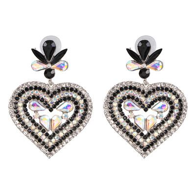 

JURAN Vintage Boho Statement Crystal Heart Drop Earrings Ethnic Antique Heart-shaped Jewelry Birdal Wedding Party Accessories