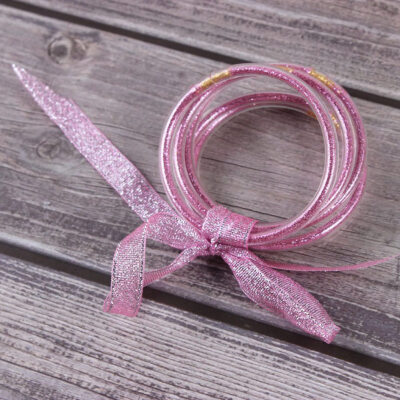 

5Pcs\Set New Fashion All Weather Glitter Bracelet Set Christmas Decoration Bowknot Jelly Bangles