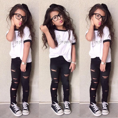 

Summer Girls Kids Clothes Tracksuit TopPants 2PCS Outfits Casual Suit Set 2-7Y