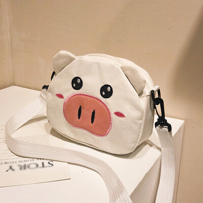 

Tailored Female Cute Canvas Bag Pig Shoulder Bag Cartoon Messenger Bag Student Casual Bag