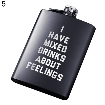 

8oz Men Funny Letter Print Stainless Steel Hip Flask Whiskey Alcohol Container