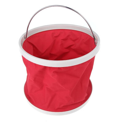 

Outdoor Folding Fishing Camping Car Washing Hiking Water Bucket Barrel 9L Red