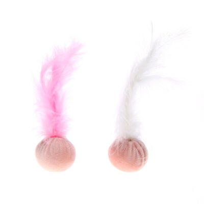 

Cat Plush Ball Feathers Toys for Pet Squeaky Mint Teasing Interactive Toys