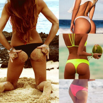

Sexy Women Bikini Thong Bottom Brazilian V Cheeky Ruched Semi Swimwear Beachwear