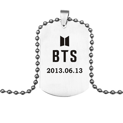 

KPOP BTS Bangtan Boys Same Paragraph Necklace Stainless Steel Letter Lettering Pendant Necklace Boys Girls Necklace Gifts for Fans