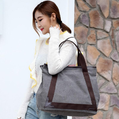 

Fashion Women Large Capacity Canvas Casual Tote Shoulder Bag Vintage Pu Leather Durable Handbags