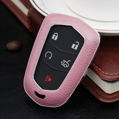 

Top Layer Leather Car Key Case Keychain for Cadillac SRX XTS CTS ATS ATS- Car Key Cover Shell Car Accessorie