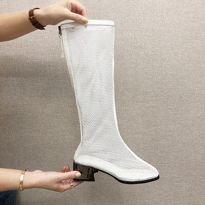 

Net yarn hollowed-out belt heel children summer day network celebrity Roman sandals high boots high top thin sandals girl ins tide