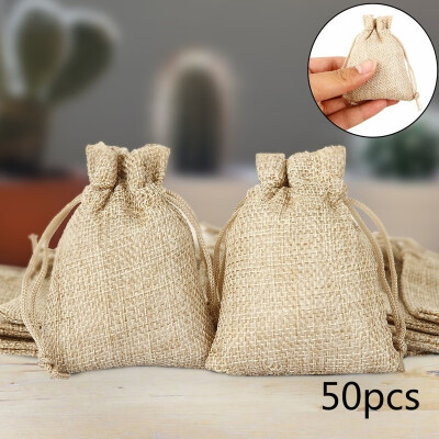 

2050100pcs 7cm9cm Drawstring Beam Mouth Linen Bag Candy Gift Bag Wedding Party Pouch Package Bags Decor Supplies