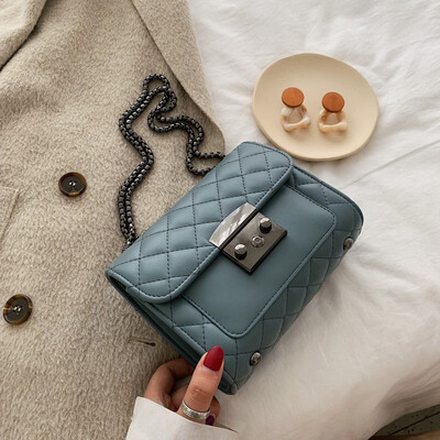 

Small bag female new Korean version of the rhombic chain lock single shoulder Messenger bag small square bag tide