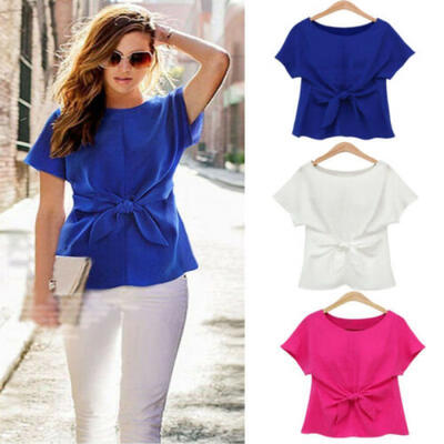 

HOT Fashion Womens Ladies Short Sleeve Casual Chiffon Shirt Tops Blouse T-Shirt