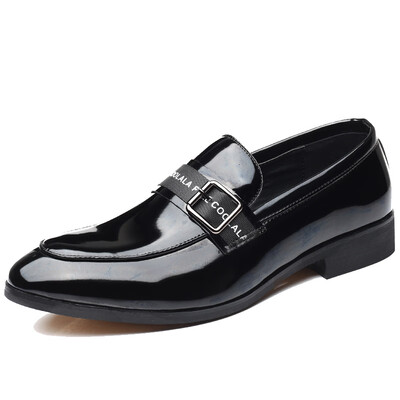 

England small leather shoes male Korean version of the trend of mens casual shoes tide bright face a pedal summer pointed leather shoes B25-A
