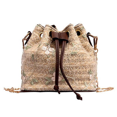

Lace Shoulder Messenger Handbags Women Straw Chain Crossbody Bucket Bags