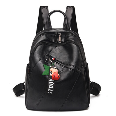

Backpack Backpack Female Soft Leather Large Capacity Travel Bag Student Bag Girl Korean Mori Harajuku