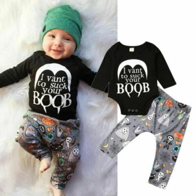 

UK Halloween Newborn Baby Boy Clothes Cotton Tops T-Shirt Pants Leggings Outfit