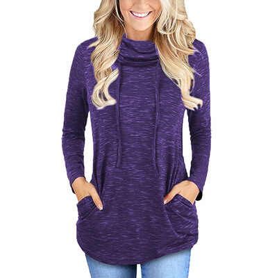 

Nomeni Womens Long Sleeve Cowl Neck Casual Sweatshirt Tops with Pockets