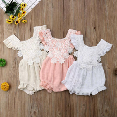 

Newborn Baby Girls Lace Romper Bodysuit Jumpsuit Backless Clothes Outfits 0-18M