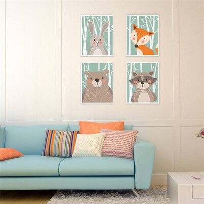 

Cartoon Rabbit Fox Bear Animal Nursery Posters&Prints Wall Art Canvas Painting Nordic Decorative Wall Pictures