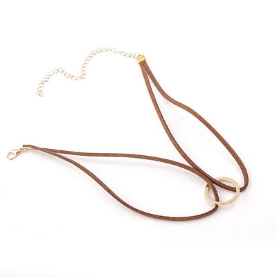

Vintage Gold Simple Ribbon Necklaces Women Circle Choker Bib Necklace Collier Femme For Women Fashion Jewelry 2016 New