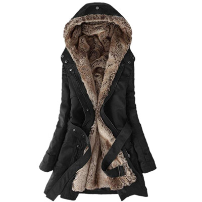 

〖Follure〗Ladies Fur Lining Coat Womens Winter Warm Thick Long Jacket Hooded Parka