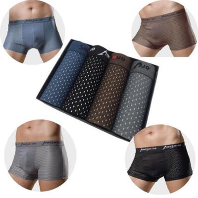 

4PCS Men Breathable Underwear Shorts Boxer Brief Slim Ice Silk Trunks Underpant