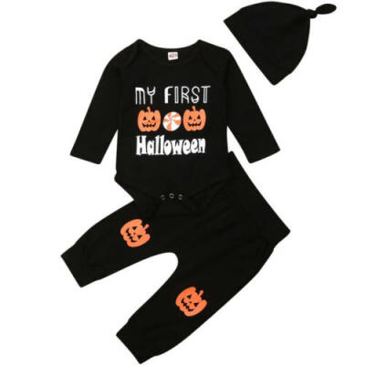 

3pcs Newborn Baby Boy Girl Halloween Long Sleeve Tops Long Pants Outfits Set