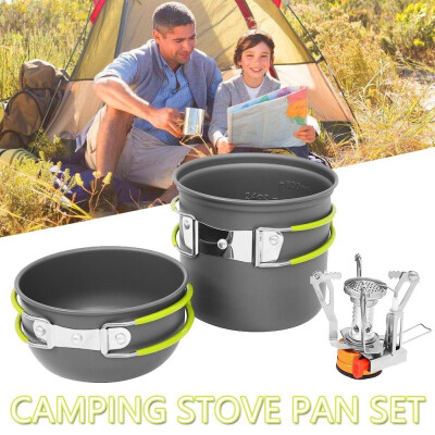 

Outdoor Camping Hiking Backpacking Picnic Cookware Cooking Tool Set Pot Pan Ignition Canister Stove
