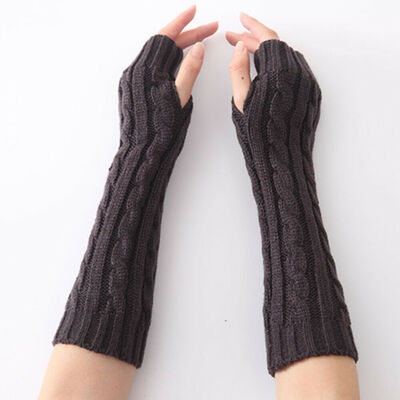 

Women Winter Wrist Arm Knitted Long Fingerless Gloves Mittens Hand Warmer New