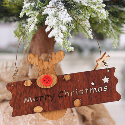 

〖Follure〗Christmas Wooden Openwork Letter Elk Pendant Xmas Tree Hanging Decorations