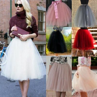

Layer Tulle Skirt Women Party Dress 50s Rockabilly Tutu Petticoat Ball Gown Long