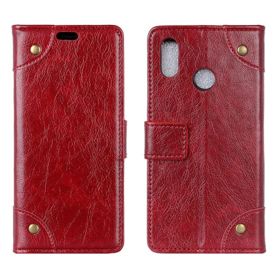 

MOONCASE Millet Mi Mix 2S Copper Buckle Napa Leather Case - Wine Red