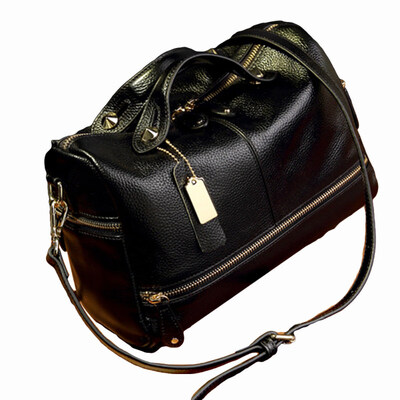 

Fashion Solid Color Tote Women Zipper Faux Leather Crossbody Sling Boston Bag