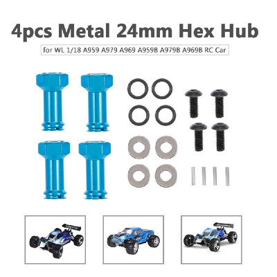 

4pcs 24mm Hex Hub Extension Adapter Wheel Spacer Widener Metal for WLtoys 118 A959 A979 A969 A959B A979B A969B RC Car