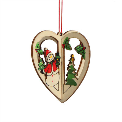 

〖Follure〗1PC New Christmas Tree Ornaments Hanging Xmas Tree Party Decor 3D Wooden Pendant