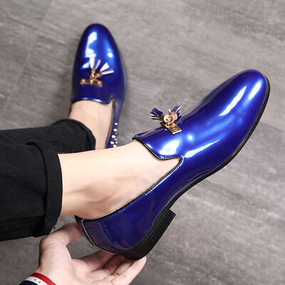 

Mens fashion bright leather mens shoes personalized rivet tide shoes