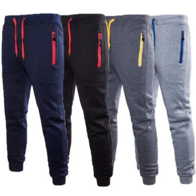 

Men´s Workout Gym Pants Plain Sweatpants With Pockets Jeans Casual Zip Trousers