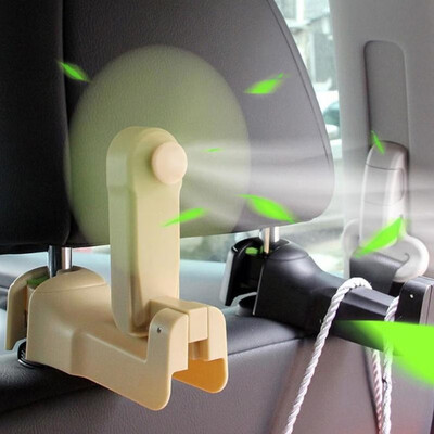 

Car Headrest Hanger with Fan Seat Back Storage Hook Clip for Bag Groceries