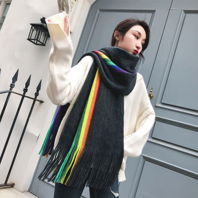 

Scarf female autumn&winter Korean version of the wild long section thick warm knitted knit collar bib student shawl dual-use double-sided