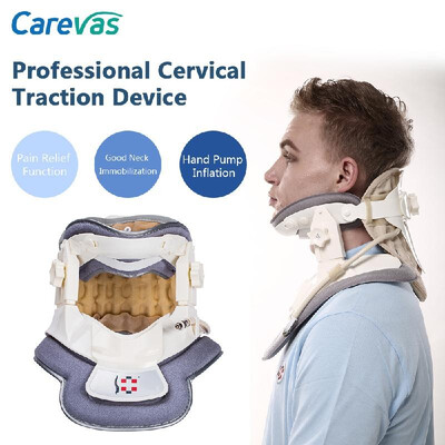 

Carevas Cervical Traction Device Collar Neck Brace Support for Neck & Upper Back Pain Relief Immobilization FDA & CE Approved