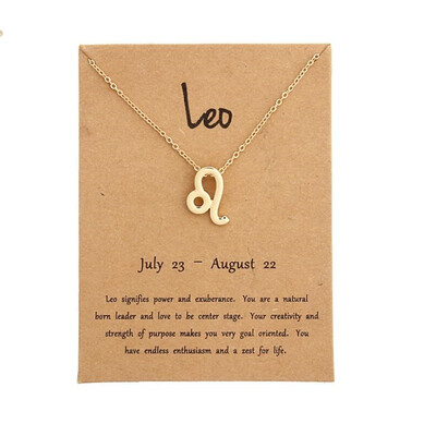 

12 Constellation Zodiac Sign Pendant Necklace Gold Short Chain Choker Leo Libra Necklaces for Womens Girl Jewelry Birthday Gift