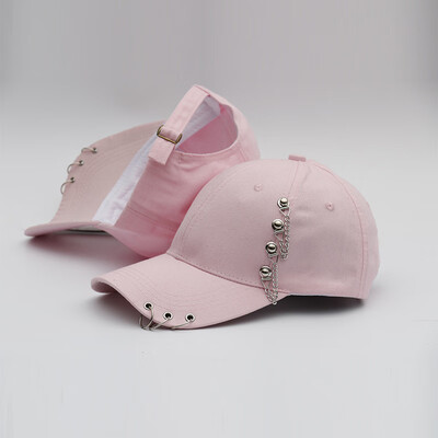 

New Cap Female Korean Chaopai Joker Student Stars with Spring&Summer Street Iron Ring Hip Hop Baseball Cap Male