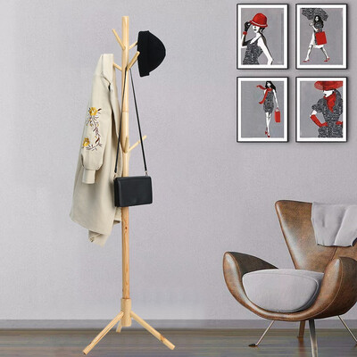 

Gobestart Wooden Coat Rack Free Standing With 9 Hooks Tree Rack Stand For Coats Clothes