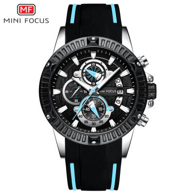 

MINI FOCUS MF0244G Mens 38mm Luxury Quartz Sports Watch With Triple Time Zones